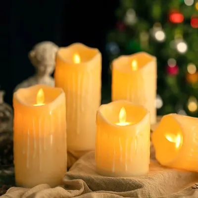 Flameless LED Flickering Pillar Candle Light